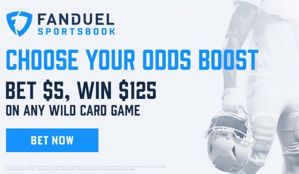 Get 25/1 on any team to win during Wild Card Weekend – Bet $5 win $125!