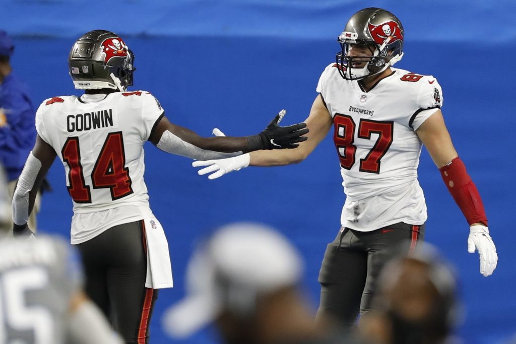 Chris Godwin and Rob Gronkowski of the Tampa Bay Buccaneers