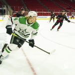 Dallas Stars wing Roope Hintz skates during game against Hurricanes