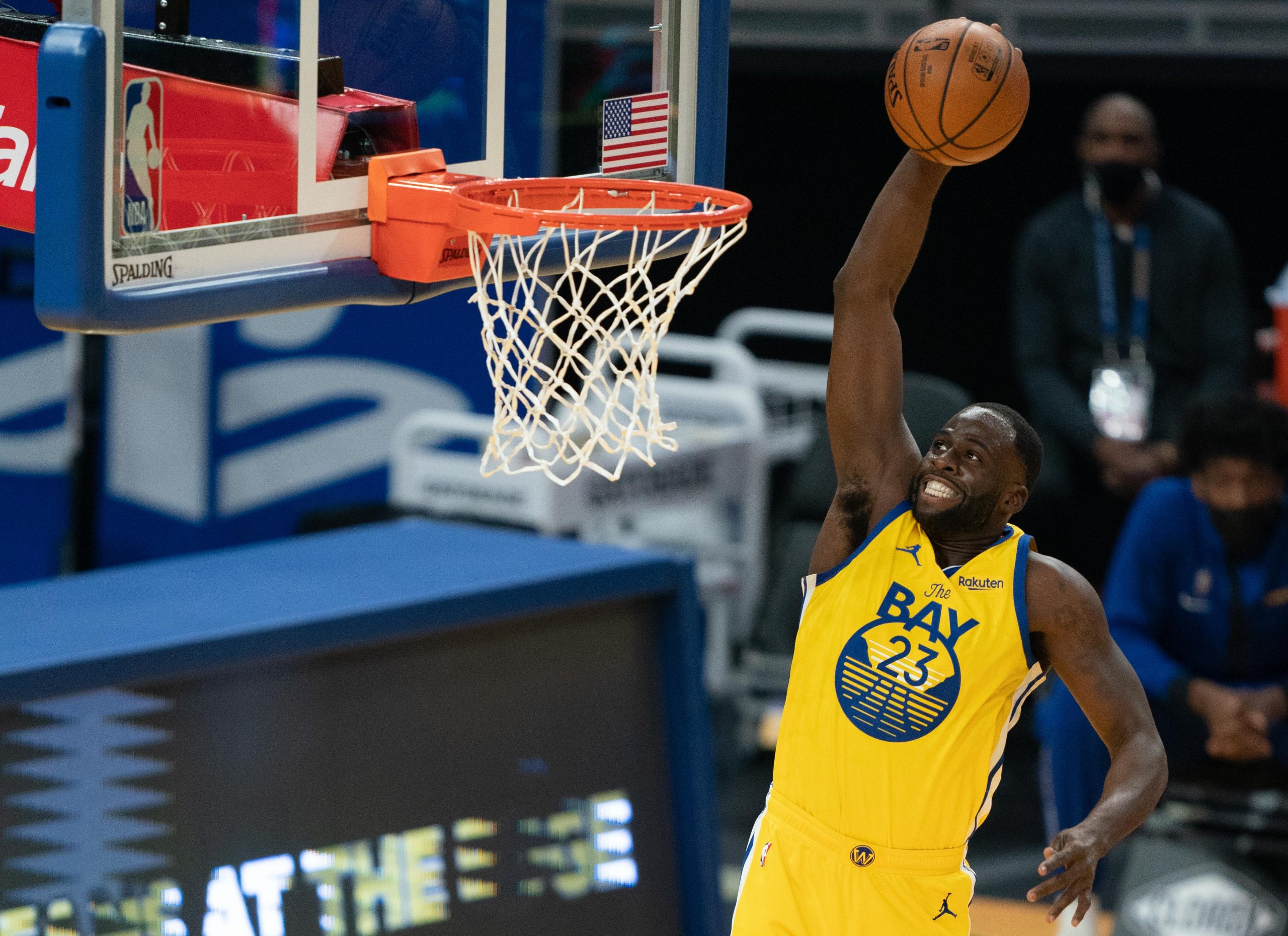 Golden State Warriors forward Draymond Green dunking