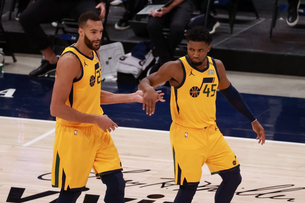 Rudy Gobert and Donovan Mitchell of the Utah Jazz