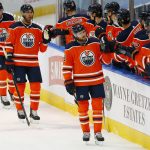 Edmonton Oilers forward Leon Draisaitl celebrates a goal