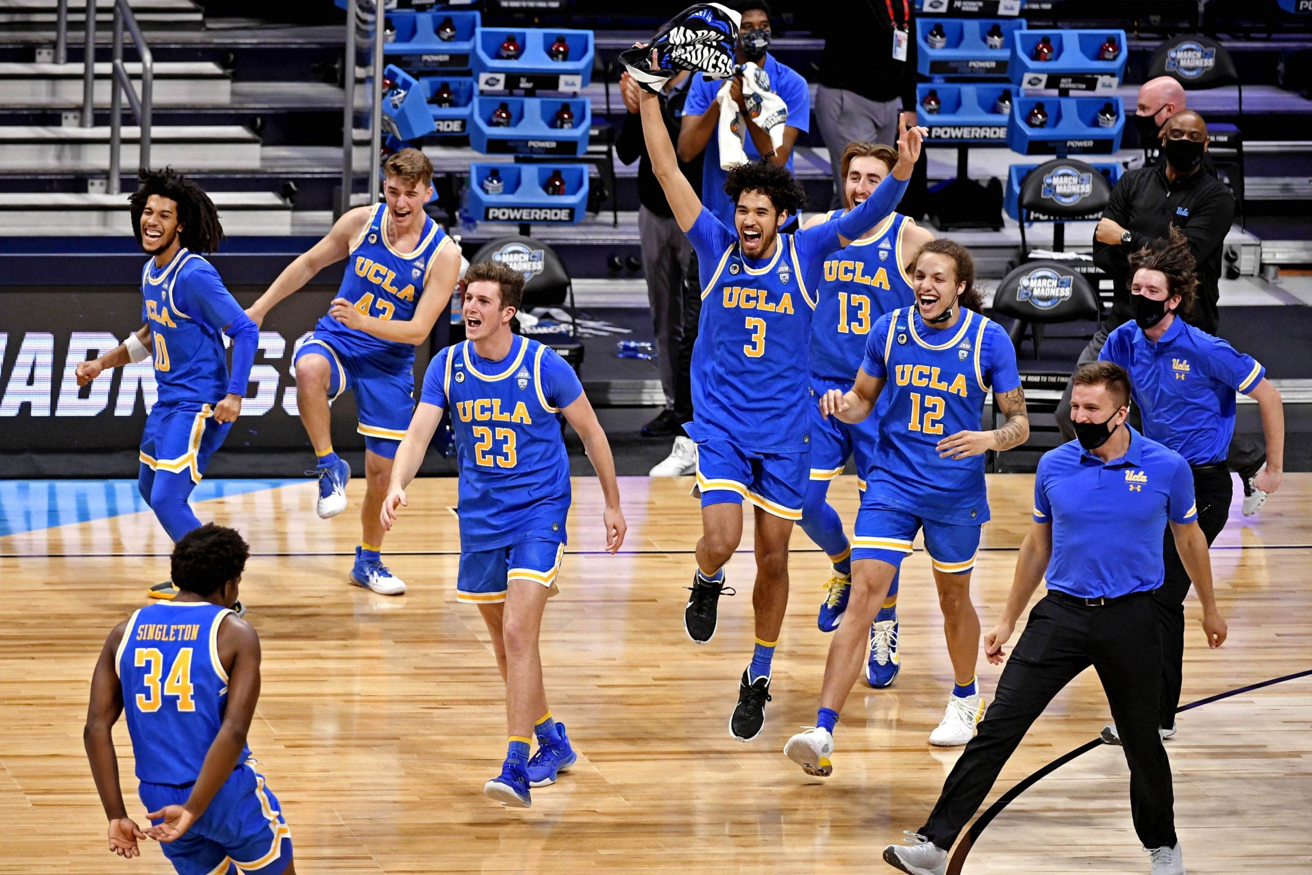 UCLA celebrates their upset of Alabama