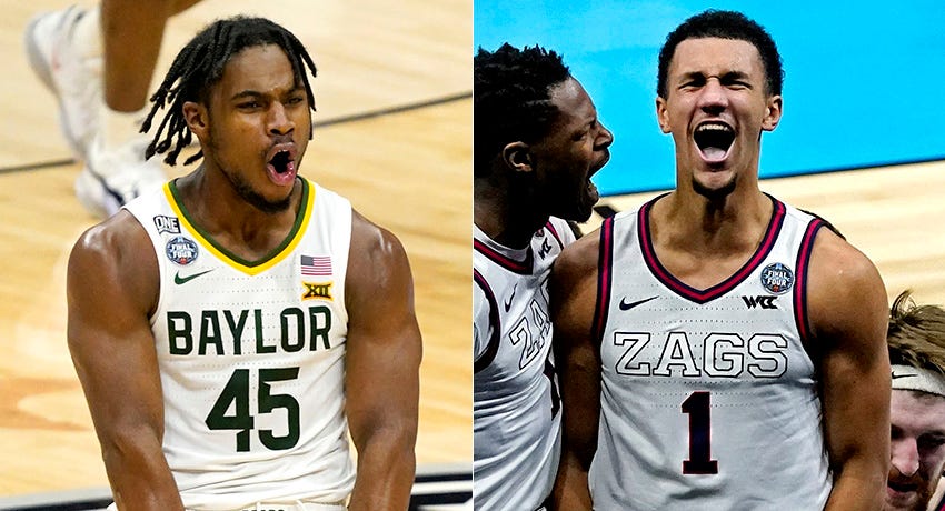 Davion Mitchell of Baylor and Jalen Suggs of Gonzaga