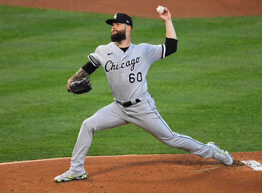 Chicago White Sox starting pitcher Dallas Keuchel (60) pitches in the first inning against the Los Angeles Angels at Angel Stadium