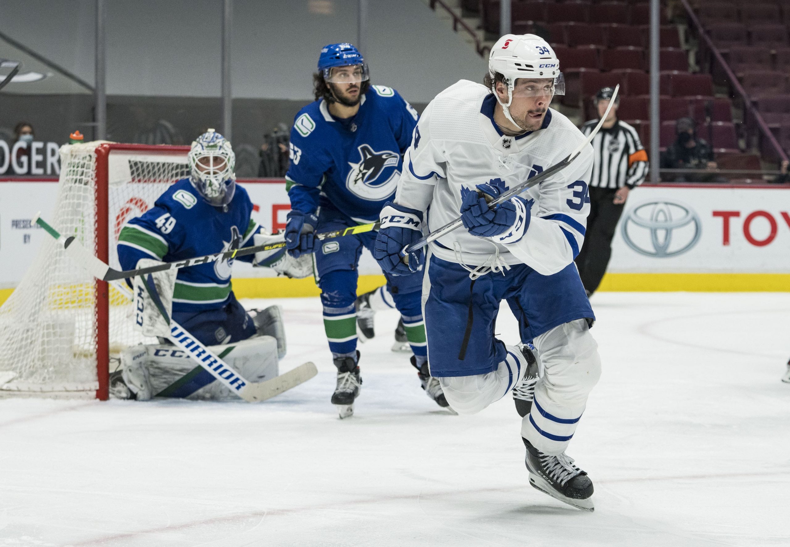 Toronto Maple Leafs forward Auston Matthews skates against the Vancouver Canucks