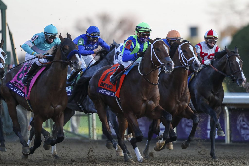 Jackie's Warrior will be hoping for another fast start in the G1 Woody Stephens Stakes at Belmont Park