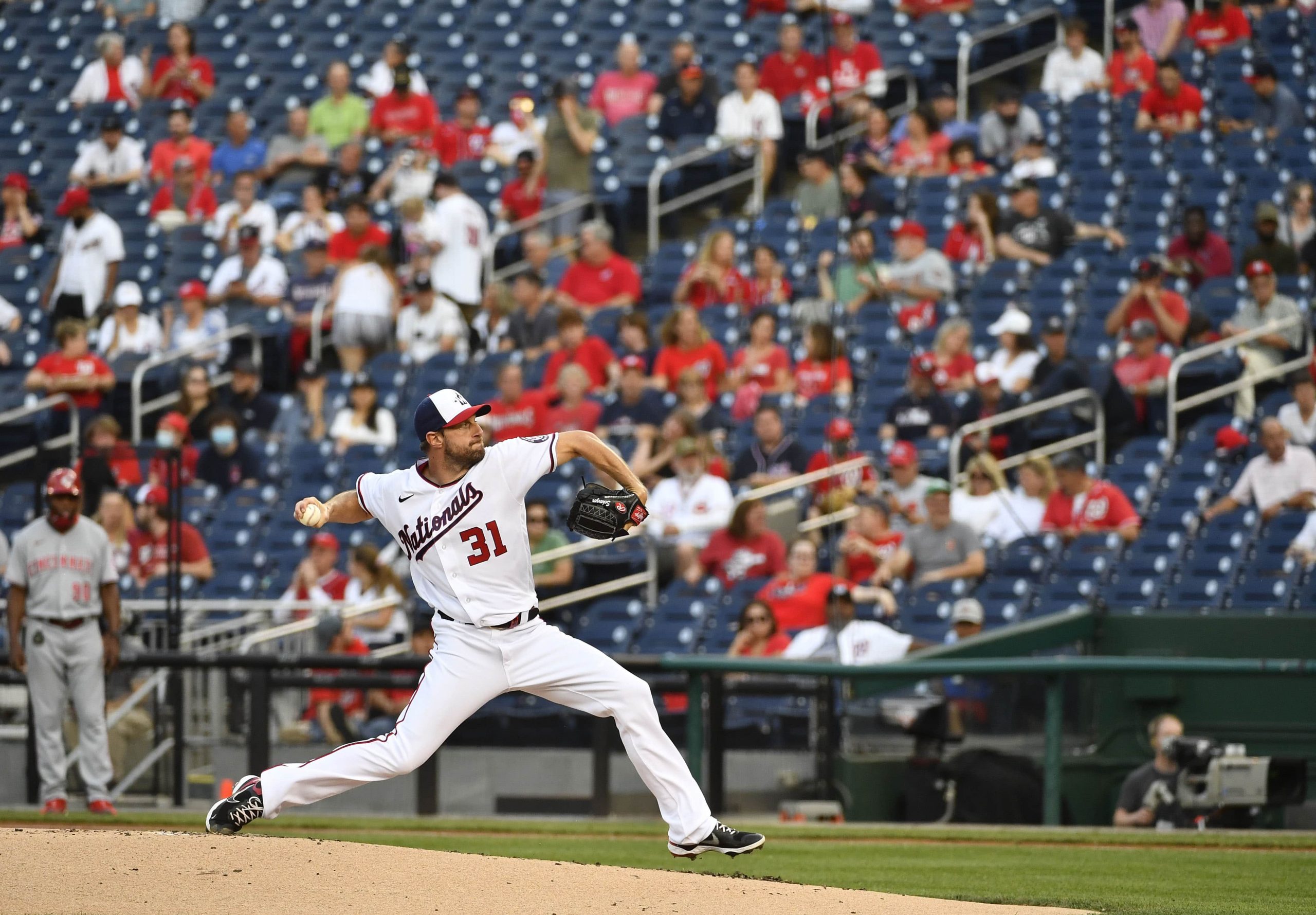 Max Scherzer of the Washington Nationals throws a pitch