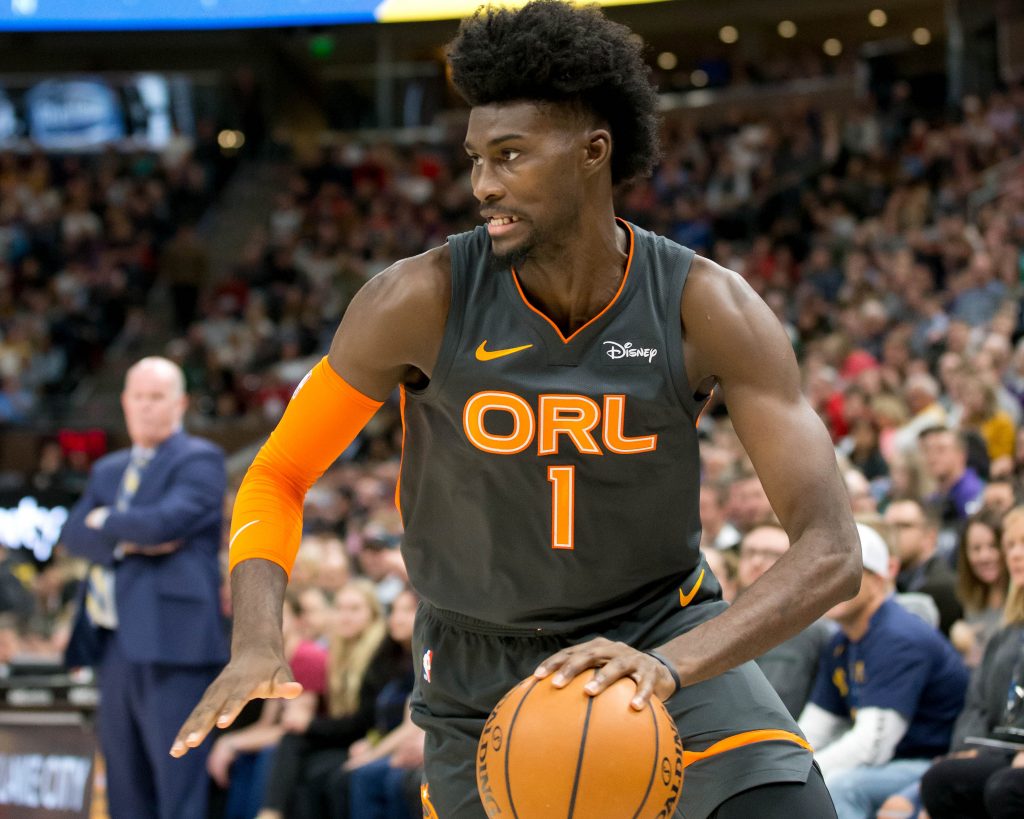 Orlando Magic forward Jonathan Isaac (1) dribbles the ball