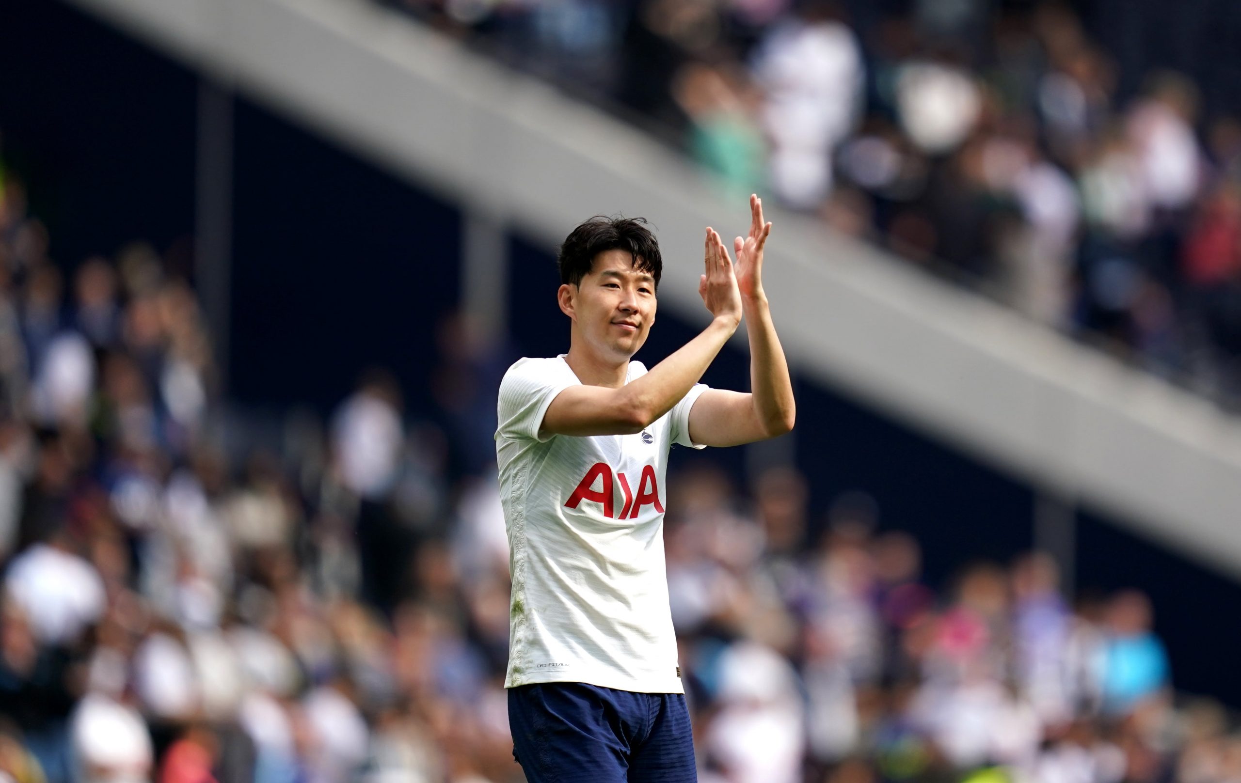 Tottenham Hotspur's Son Heung-min applauds the fans after The Mind Series match at the Tottenham Hotspur Stadium, London.