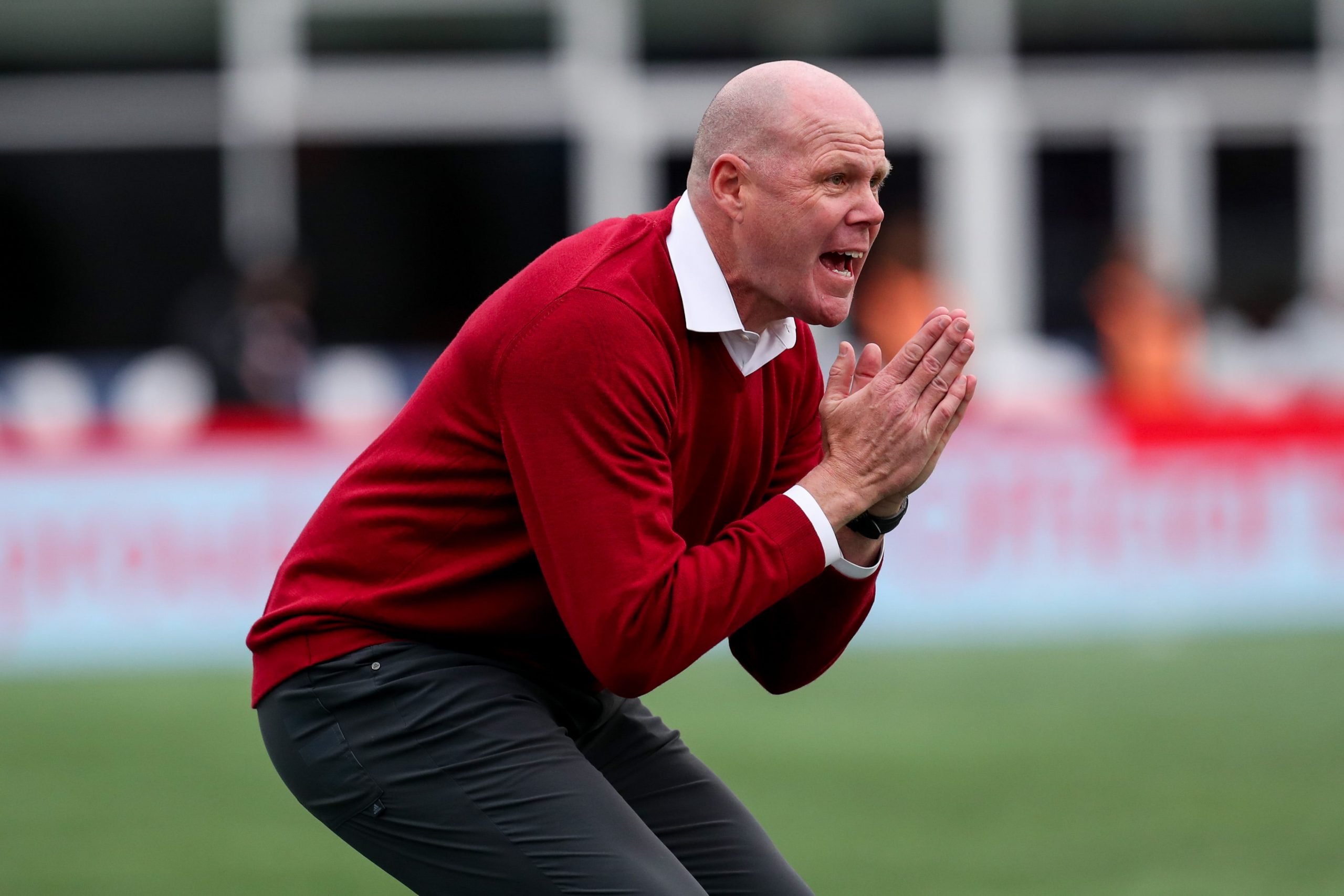 New England Revolution coach Brad Friedel reacts against FC Cincinnati at Gillette Stadium.