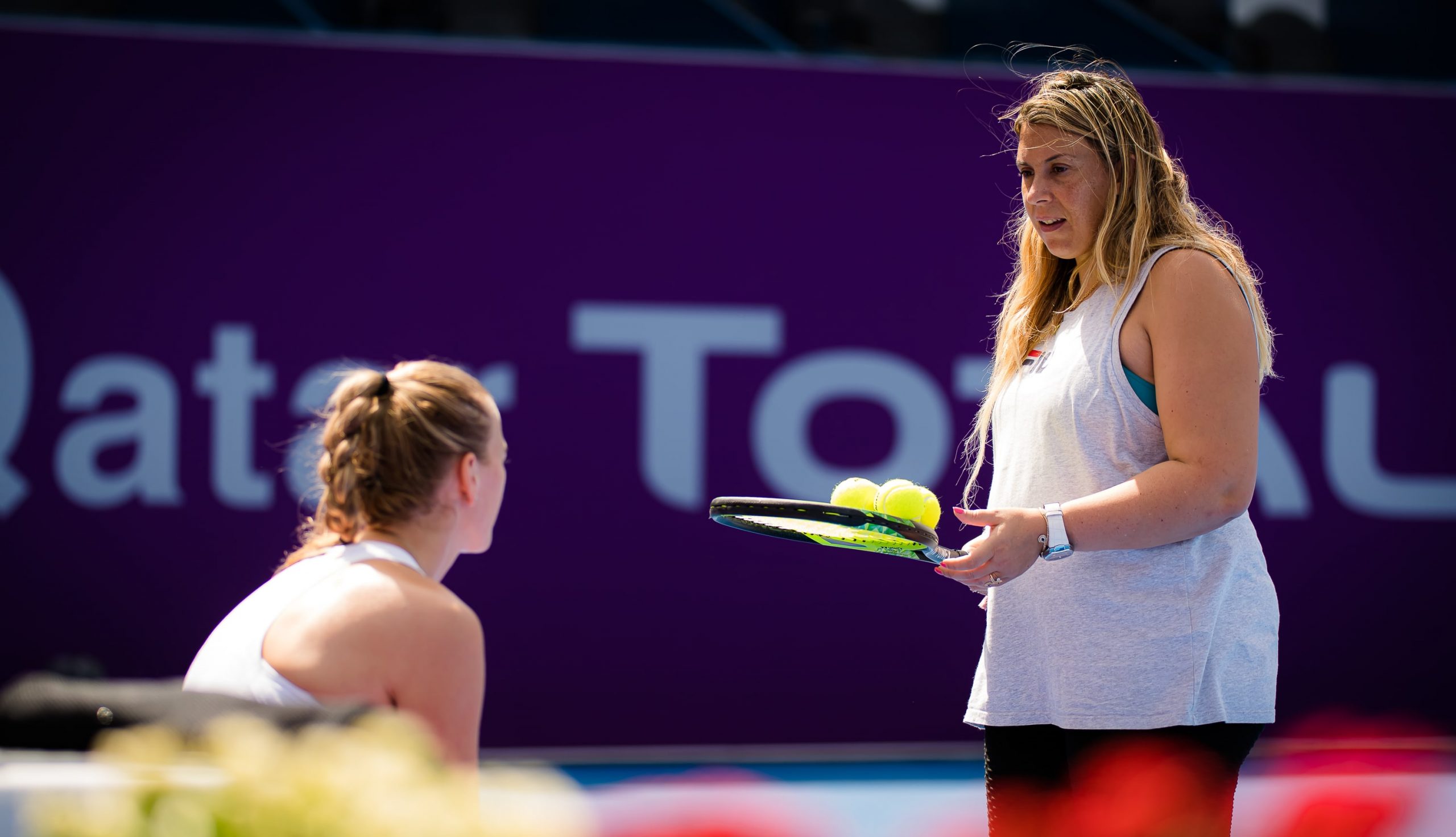 Marion Bartoli during practice ahead of the 2021 Qatar Total Open, WTA 500 tennis tournament on February 28, 2021 at the Khalifa International Tennis and Squash Complex in Doha, Qatar.