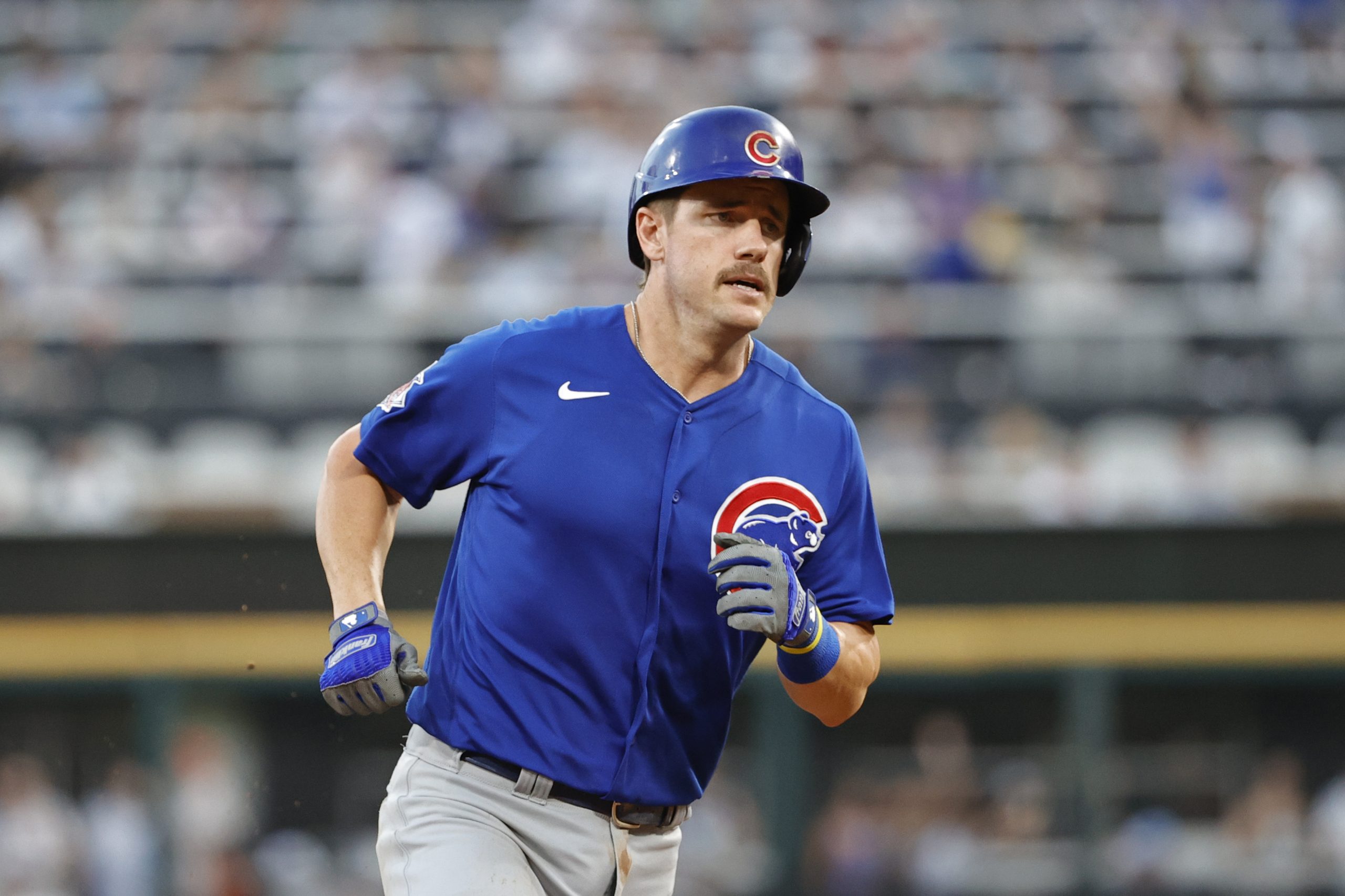 Chicago Cubs third baseman Patrick Wisdom (16) rounds the bases after hitting a solo home run against the Chicago White Sox during the fourth inning at Guaranteed Rate Field