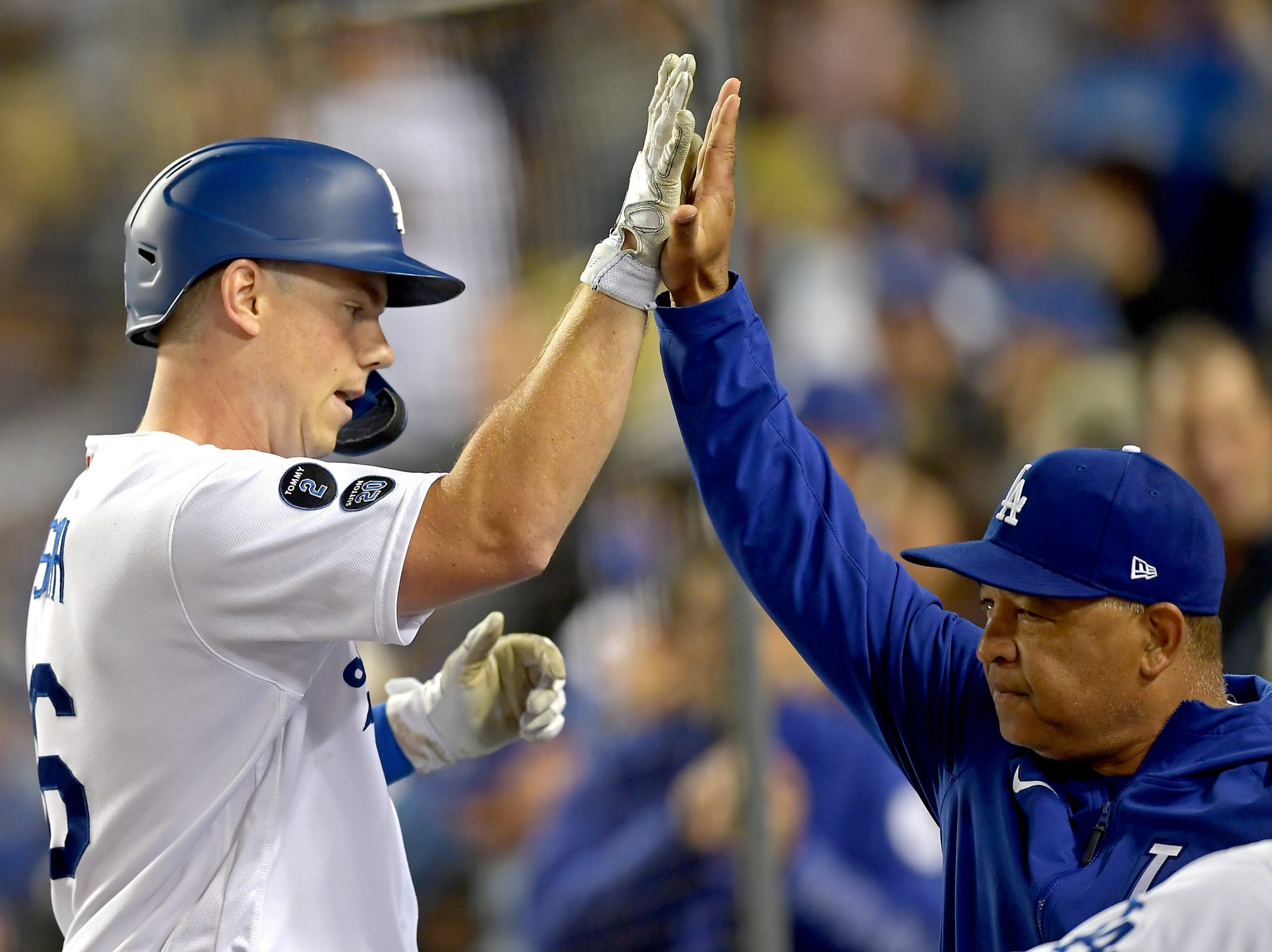 Dodgers' Will Smith and manager Dave Roberts