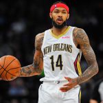 Pelicans forward Brandon Ingram (14) controls the ball during the fourth quarter against the Minnesota Timberwolves at Target Center.