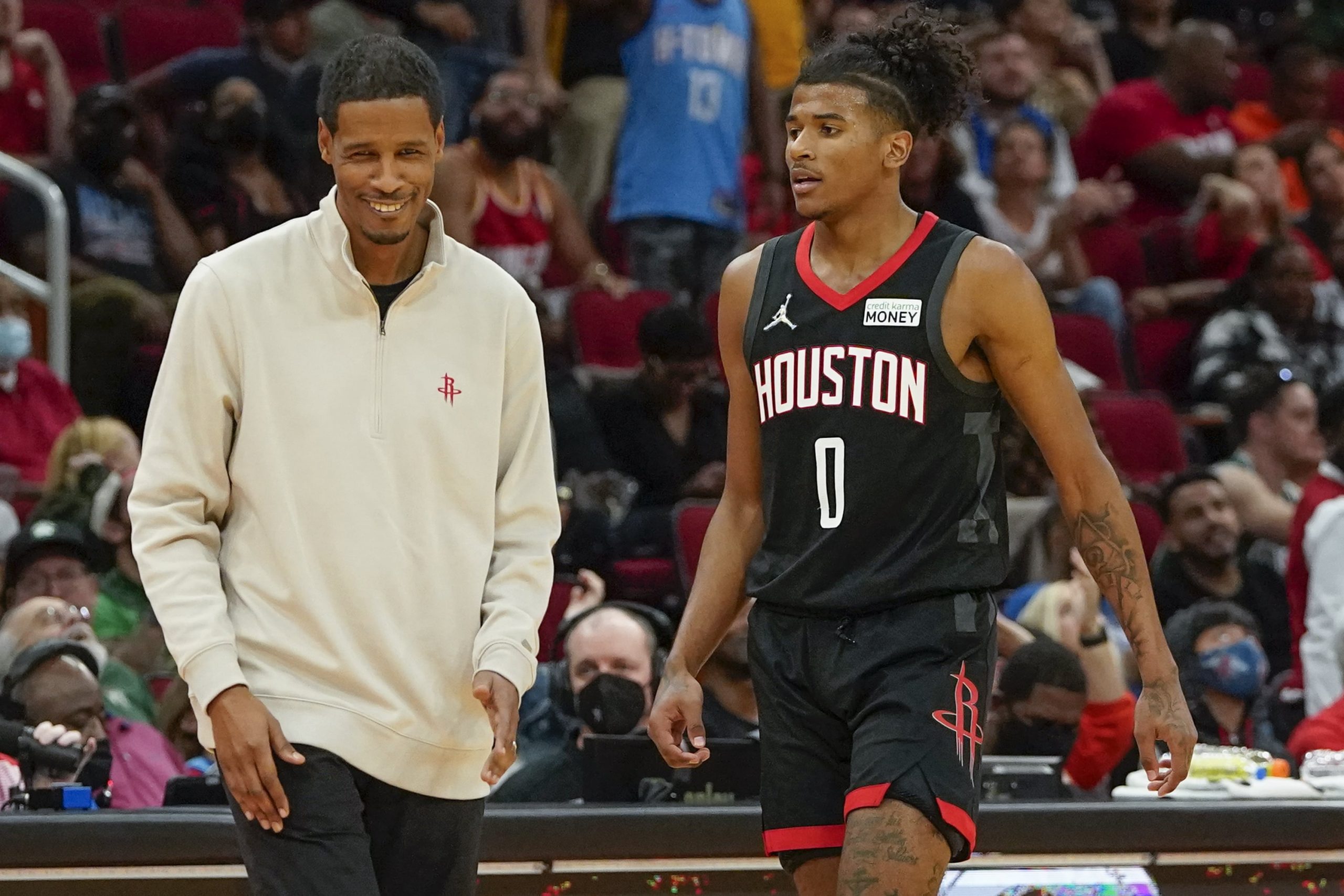 Stephen Silas and Jalen Green of the Houston Rockets
