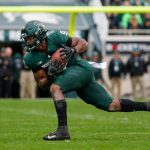 Michigan State running back Kenneth Walker III makes a catch against Michigan. Syndication Detroit Free Press