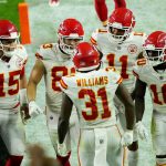 The Kansas City Chiefs celebrate a touchdown
