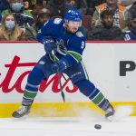 Vancouver Canucks forward J.T. Miller (9) passes the puck against the Colorado Avalanche in the third period at Rogers Arena. Colorado won 4-2. Mandatory Credit: Bob Frid-USA TODAY Sports