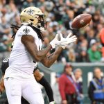 New Orleans Saints wide receiver Marquez Callaway (1) catches a 26-yard touchdown pass against Philadelphia Eagles free safety Avonte Maddox (29) during the second quarter at Lincoln Financial Field.