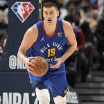 Denver Nuggets center Nikola Jokic (15) in the first half of an NBA basketball game Wednesday, Jan. 5, 2022, in Denver.