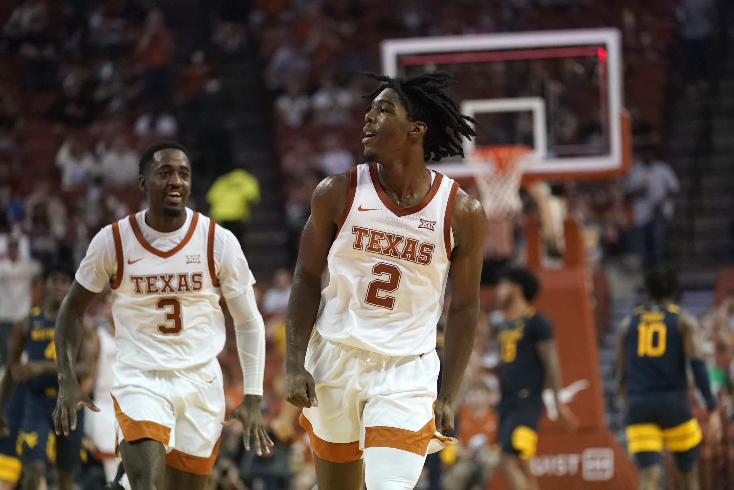 Texas Longhorns guard Marcus Carr (2) and Courtney Ramey