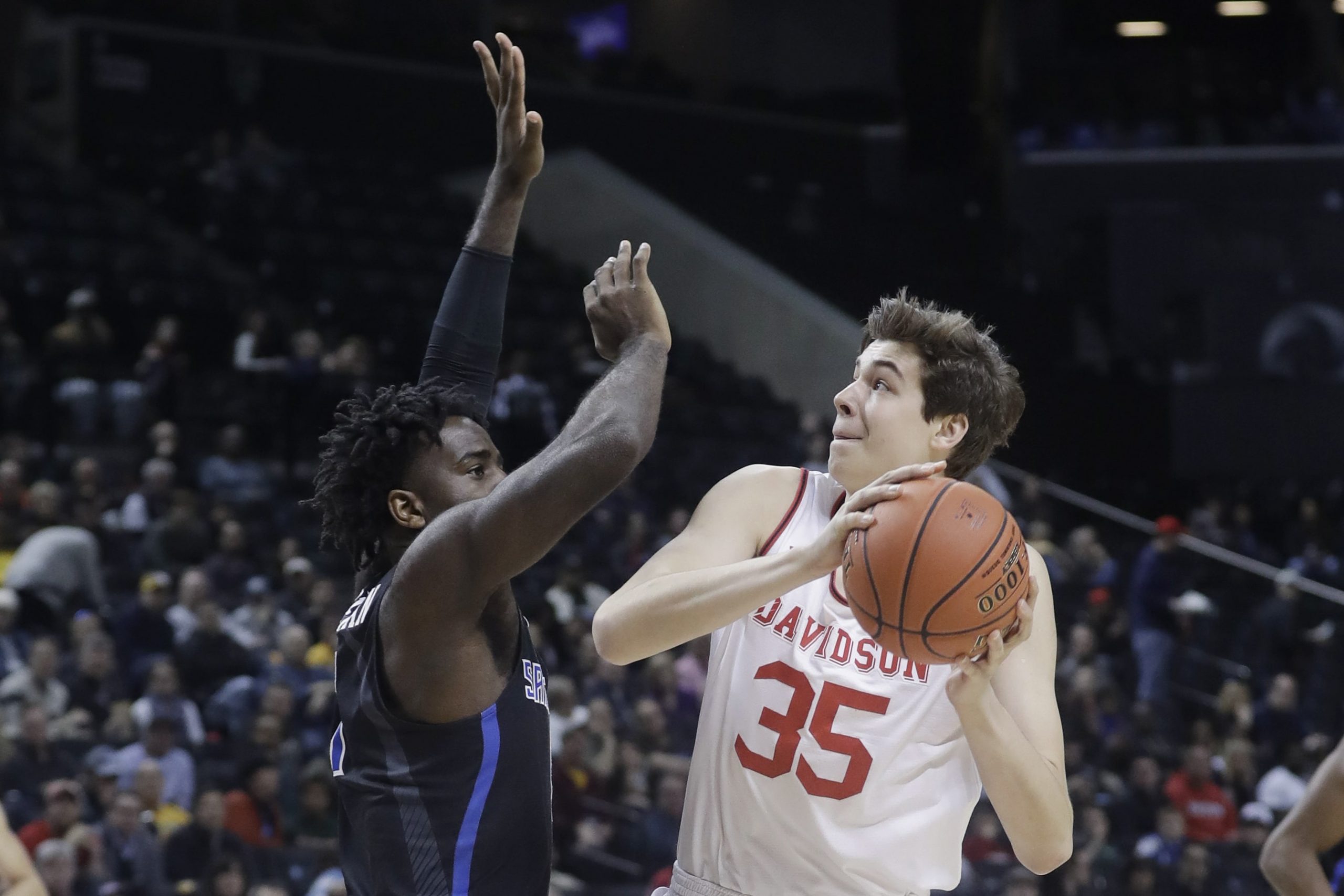 Luka Brajkovic of the Davidson Wildcats