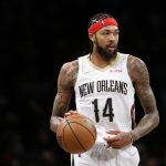 New Orleans Pelicans forward Brandon Ingram (14) dribbles the ball against the Brooklyn Nets during the second half of an NBA basketball game, Saturday, Jan. 15, 2022 in New York. The Brooklyn Nets won 120-105