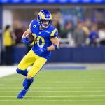 Los Angeles Rams wide receiver Cooper Kupp (10) runs with the ball during an NFL wild-card playoff football game against the Arizona Cardinals Monday, Jan. 17, 2022, in Inglewood, Calif.