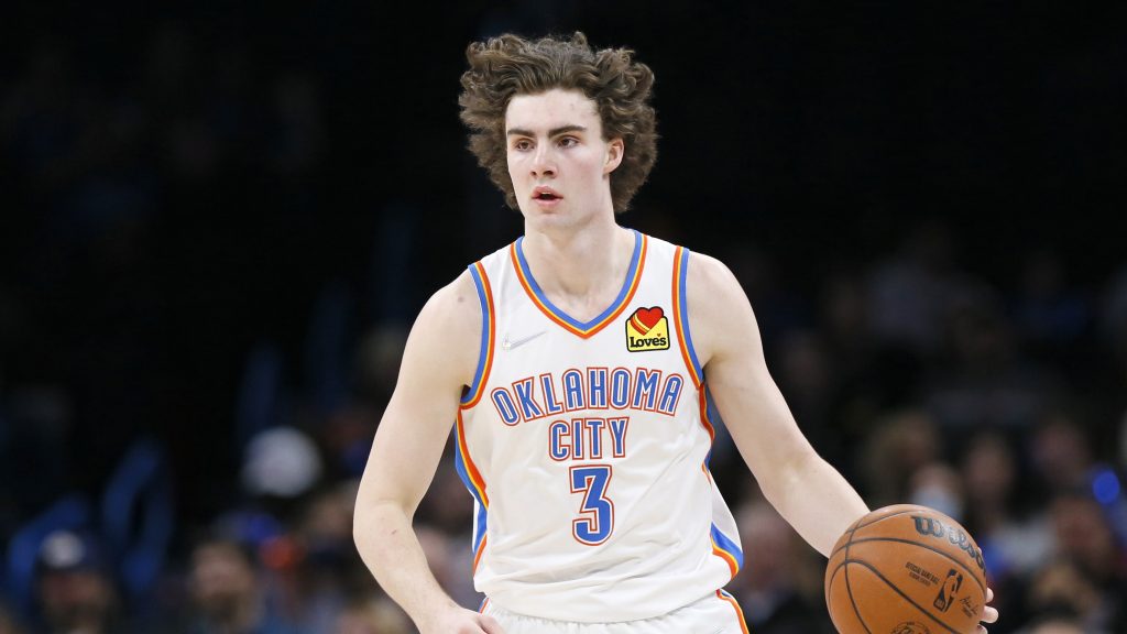 Oklahoma City Thunder guard Josh Giddey (3) in the second half of an NBA basketball game Wednesday, Feb. 9, 2022, in Oklahoma City.