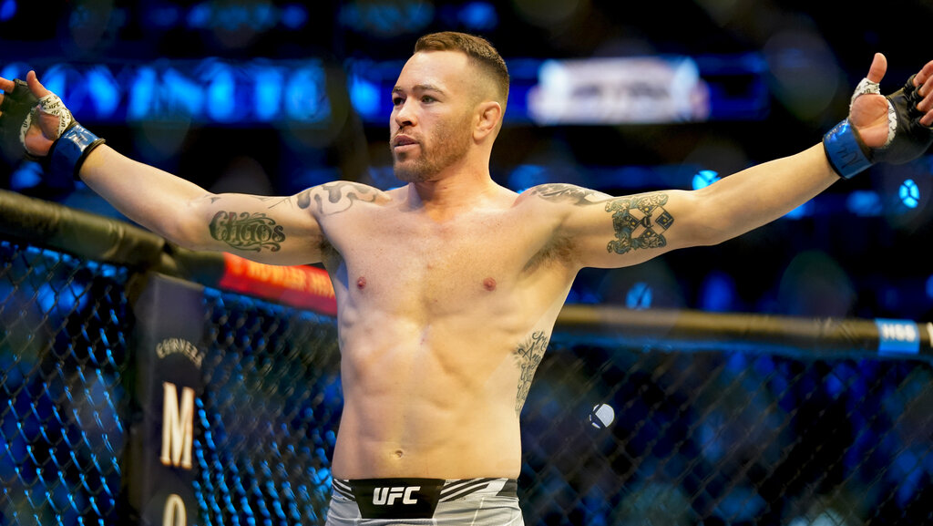 Colby Covington before fighting Kamaru Usman in a welterweight mixed martial arts championship bout at UFC 268, Sunday, Nov. 7, 2021, in New York.