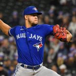 Toronto Blue Jays starting pitcher Jose Berrios (17) delivers a pitch against the Minnesota Twins during the first inning at Target Field.