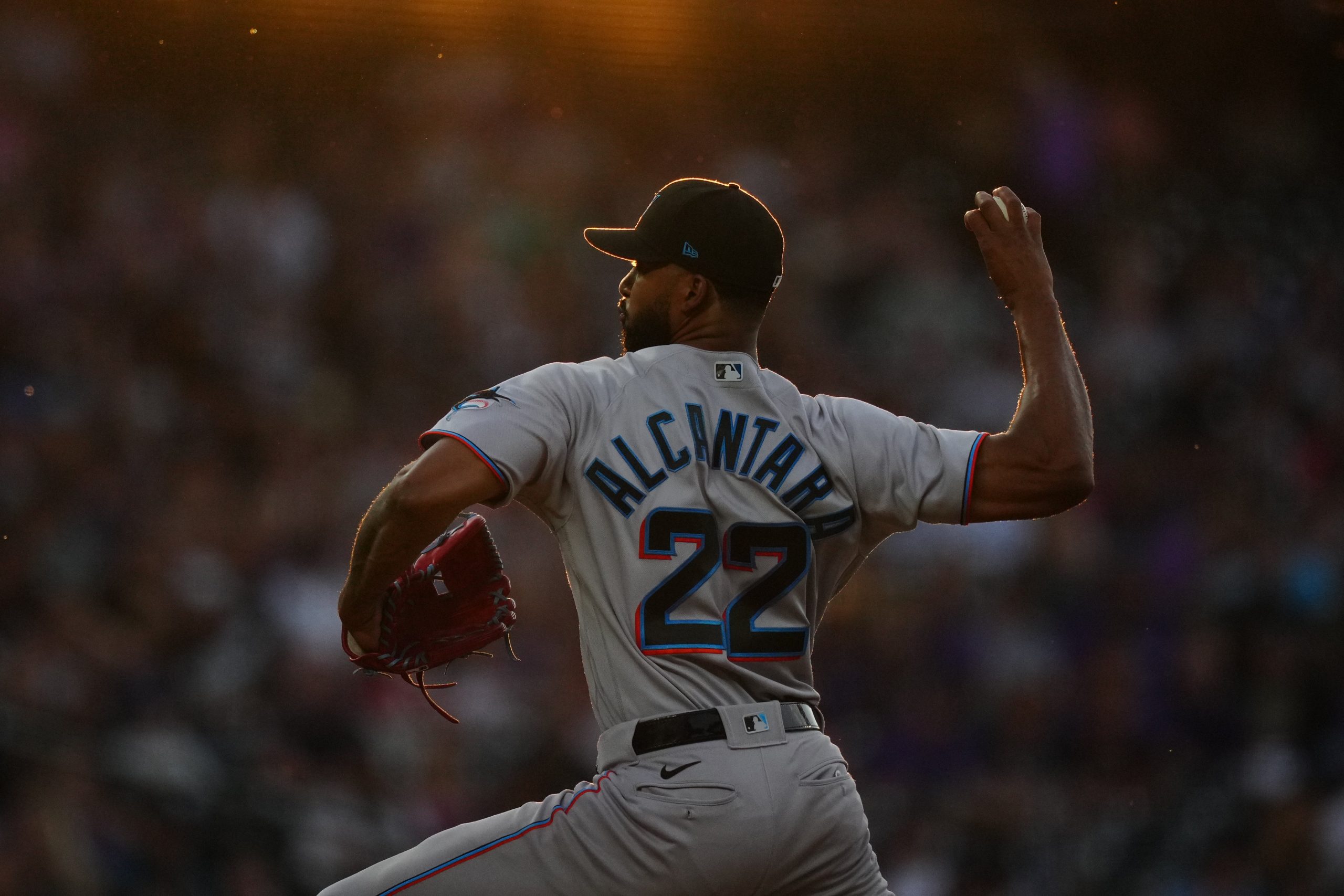 Miami Marlins starting pitcher Sandy Alcantara (22) delivers a pitch in the third inning against the against the Colorado Rockies at Coors Field.