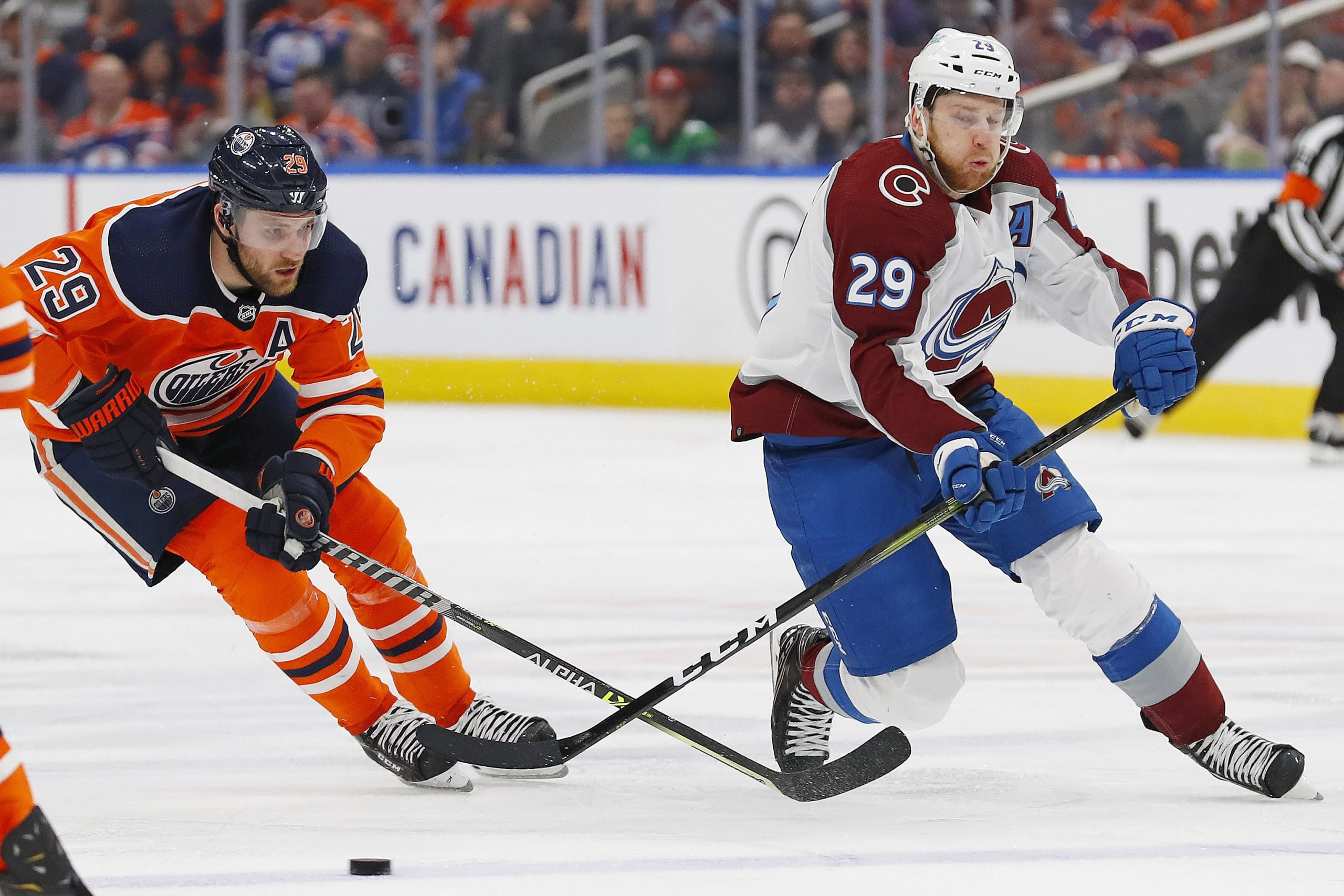 Leon Draisaitl and Nathan MacKinnon