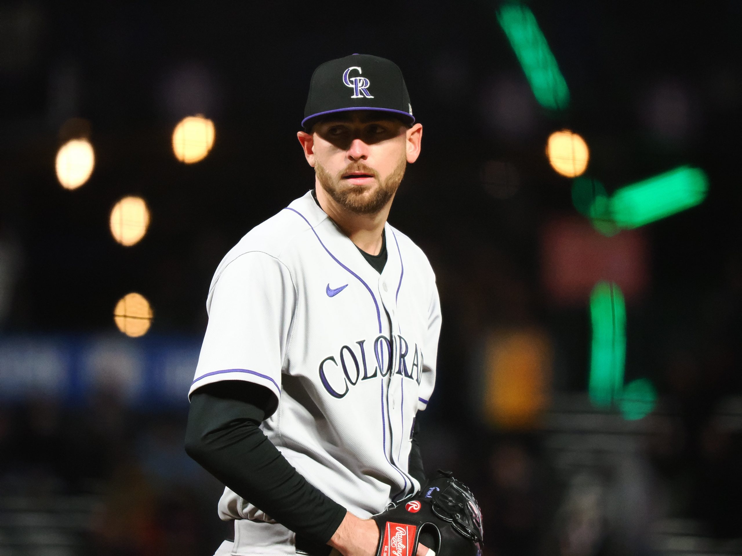Colorado Rockies starting pitcher Austin Gomber (26) on the mound against the San Francisco Giants during the sixth inning at Oracle Park.