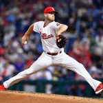 Philadelphia Phillies pitcher Zack Wheeler (45) throws a pitch against the San Diego Padres in the sixth inning at Citizens Bank Park.