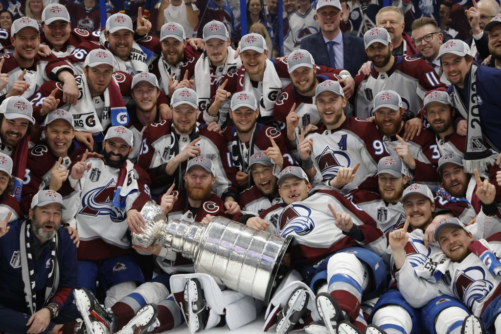 Colorado Avalanche celebrate after winning the 2022 NHL Stanley Cup