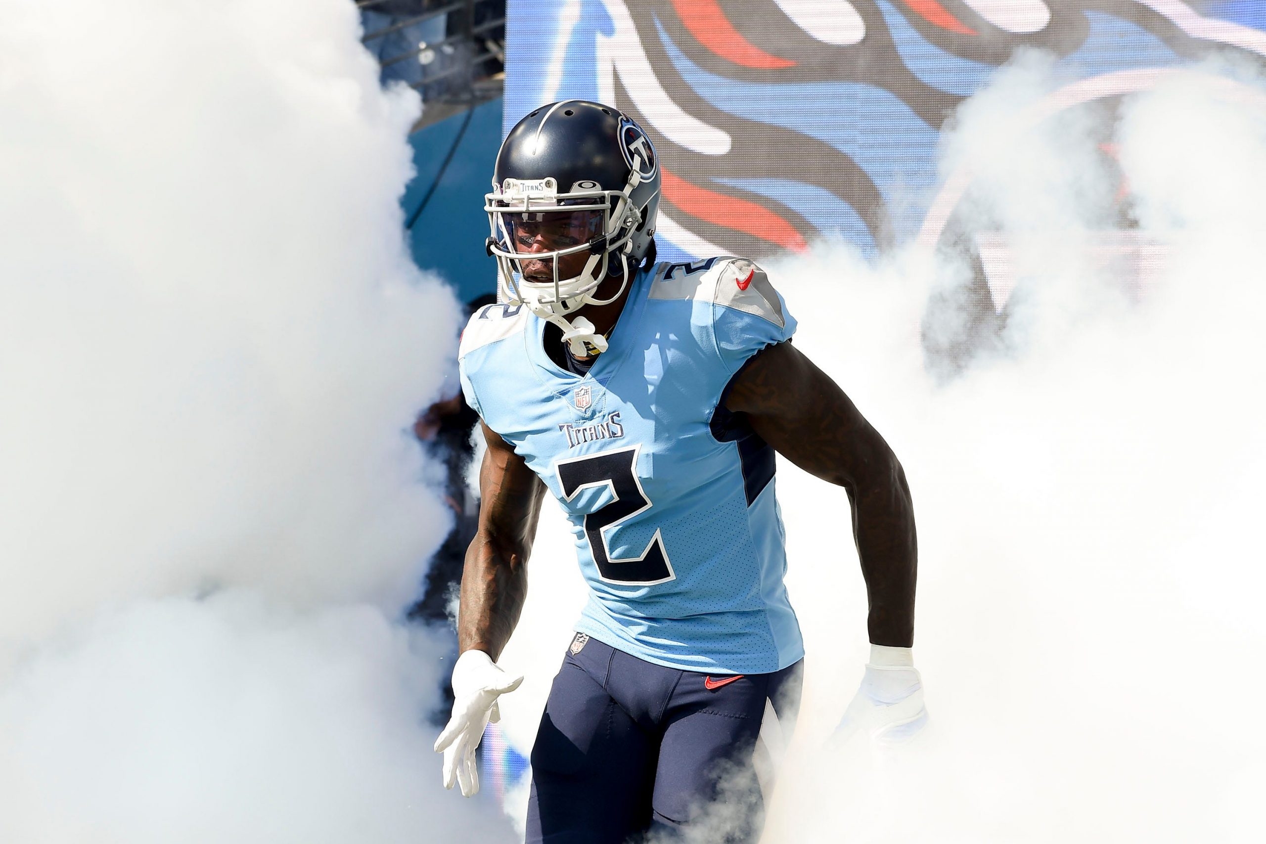 Tennessee Titans wide receiver Julio Jones (2) takes the field to play the Chiefs at Nissan Stadium Sunday, Oct. 24, 2021 in Nashville, Tenn.