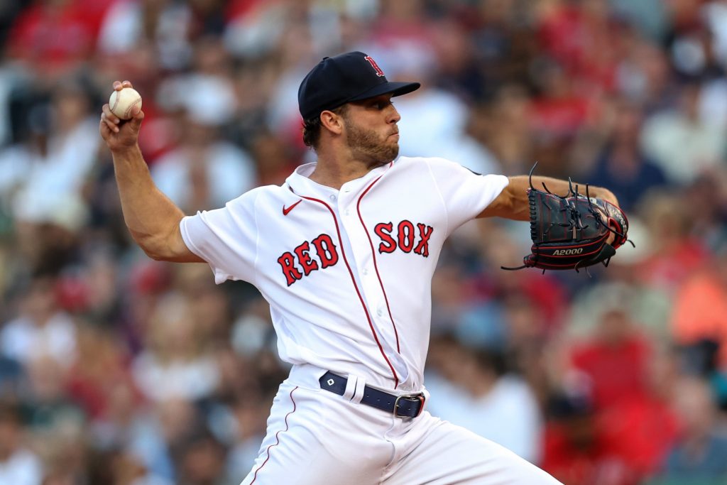 Boston Red Sox pitcher Kutter Crawford (50) throws a pitch during the second inning against the New York Yankees at Fenway Park.