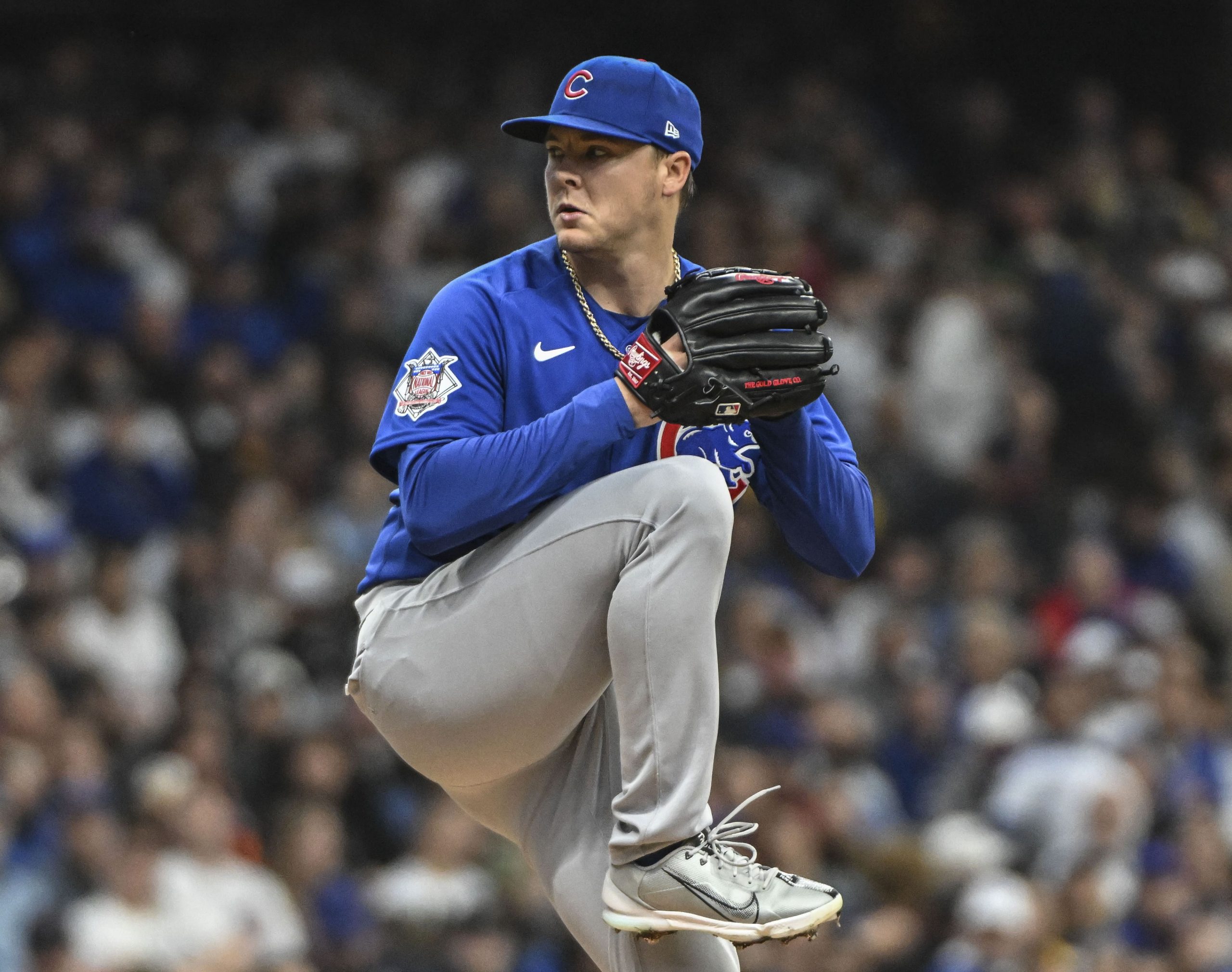Chicago Cubs pitcher Justin Steele (35) throws against the Milwaukee Brewers in the first inning at American Family Field