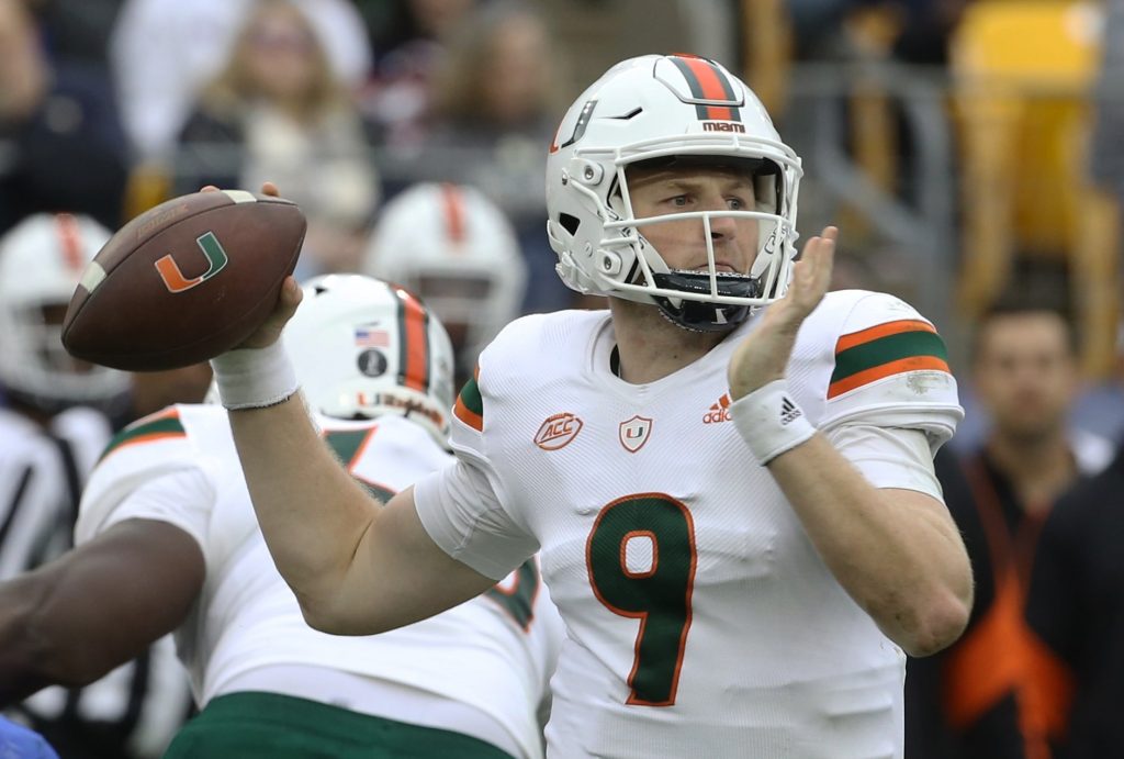 Quarterback Miami Hurricanes Tyler Van Dyke