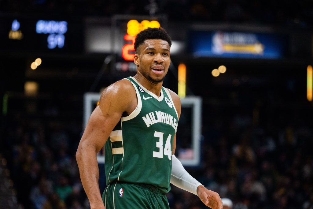 Milwaukee Bucks forward Giannis Antetokounmpo (34) in the second quarter against the Indiana Pacers at Gainbridge Fieldhouse.